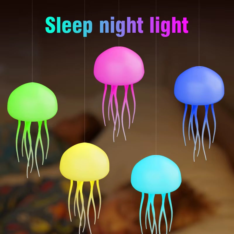 Smart Voice-Controlled Jellyfish Lamp Hanging Rope Suspension Atmosphere Night Light Colorful Tentacles Dreamy Creative Lamp