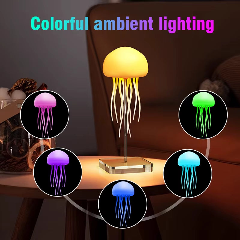 Smart Voice-Controlled Jellyfish Lamp Hanging Rope Suspension Atmosphere Night Light Colorful Tentacles Dreamy Creative Lamp